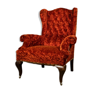 fauteuil antique en velours - rouge