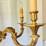 Louis XVI chandelier, 20th century, in solid gilded bronze