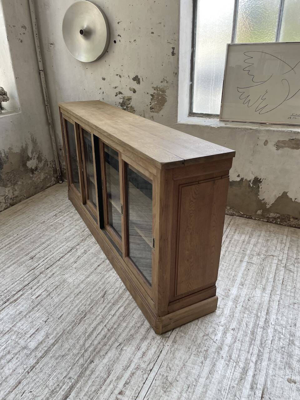 Oak sideboard with glass doors