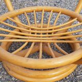Vintage coffee table in rattan and glass