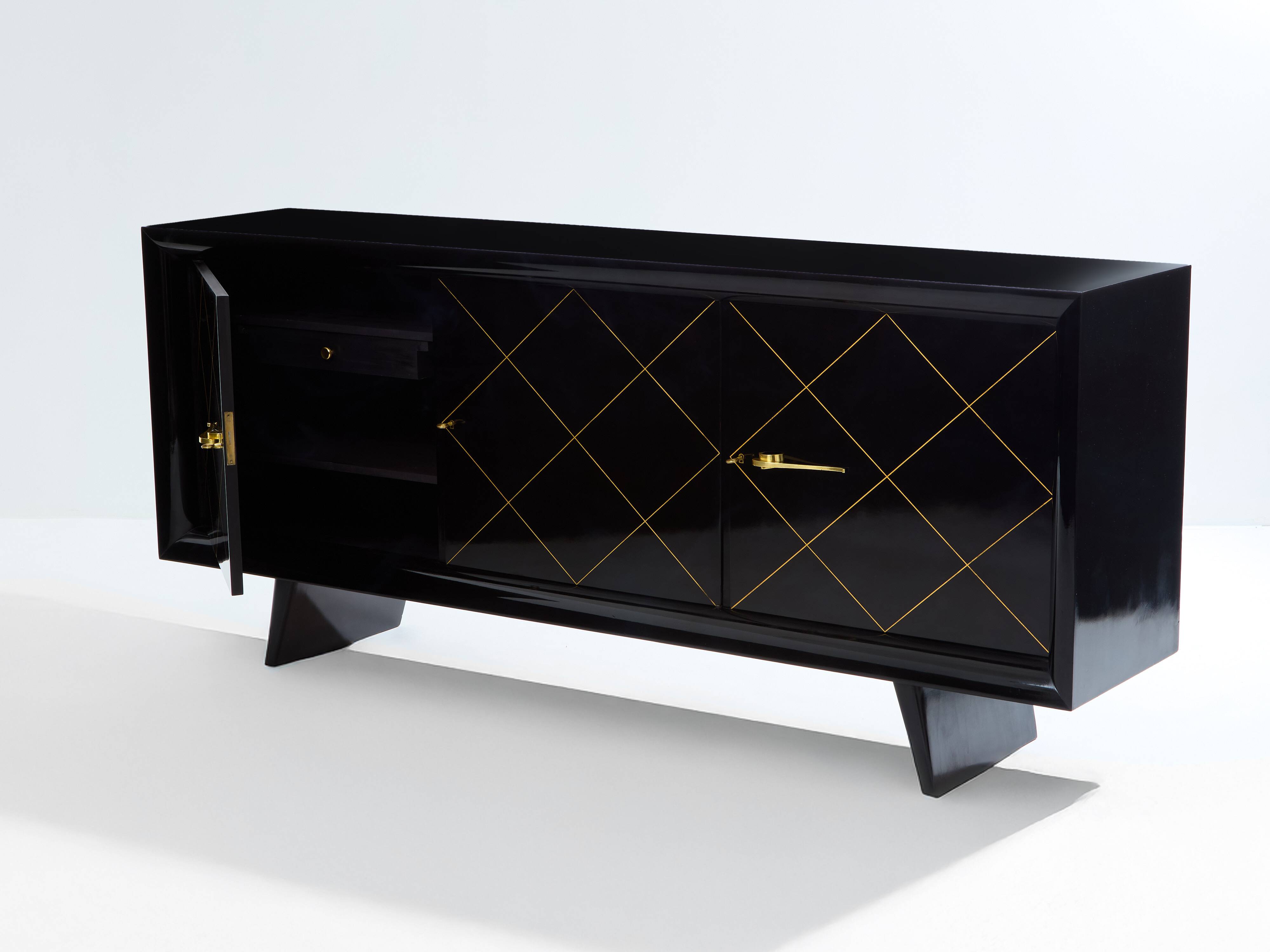 Suzanne Guiguichon sideboard in blackened sycamore and gilded trim 1940