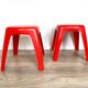 Space age plastic stool, vintage end table, mid century, red plant stand