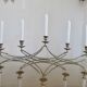 XXL silver metal candle holder 5 lights 70s