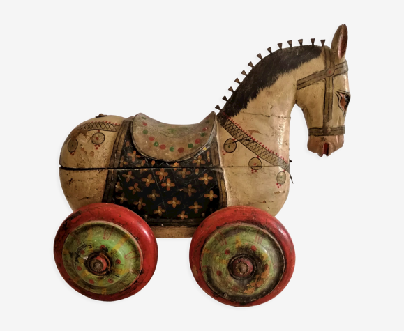 Ancien jouet, cheval de bois, Inde
