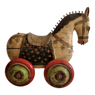 Old toy, wooden horse, India