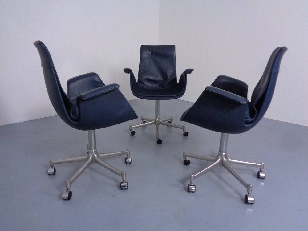 Model 6727 Bird Chairs by Preben Fabricius & Jørgen Kastholm for Kill International, 1960s, Set of 3