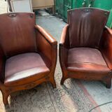 Lounge chairs and ottoman attributed to Otto Schultz for Boet AB, Sweden, 1930s, set of 3