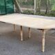 Renovated round extendable dining table with flaps, 6 extensions, 300cm.