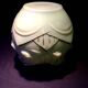 1930s-1940s vase in green opaline with floral decoration