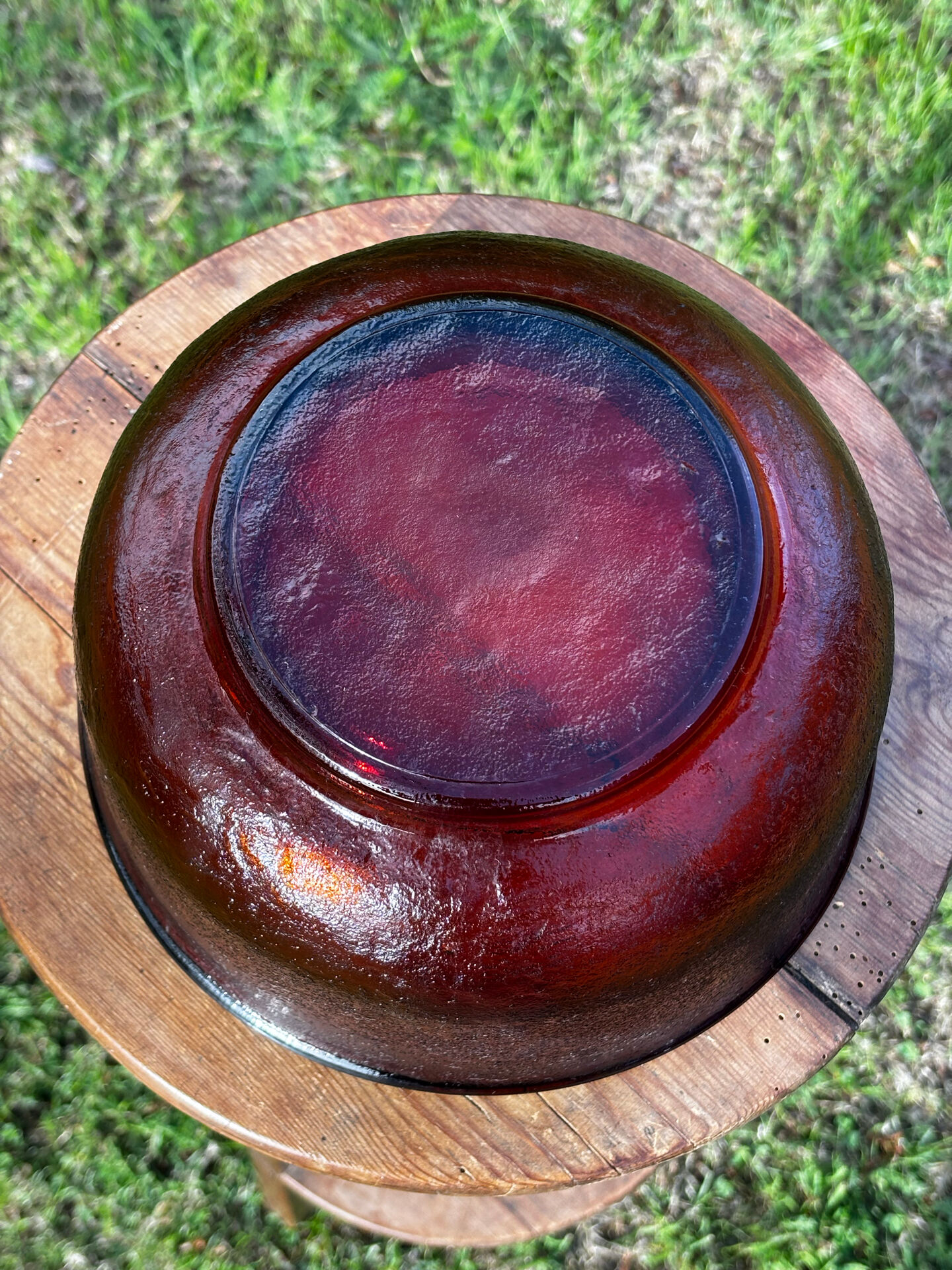 Vintage saladier en verre ambré texturé marron Arcoroc Sierra