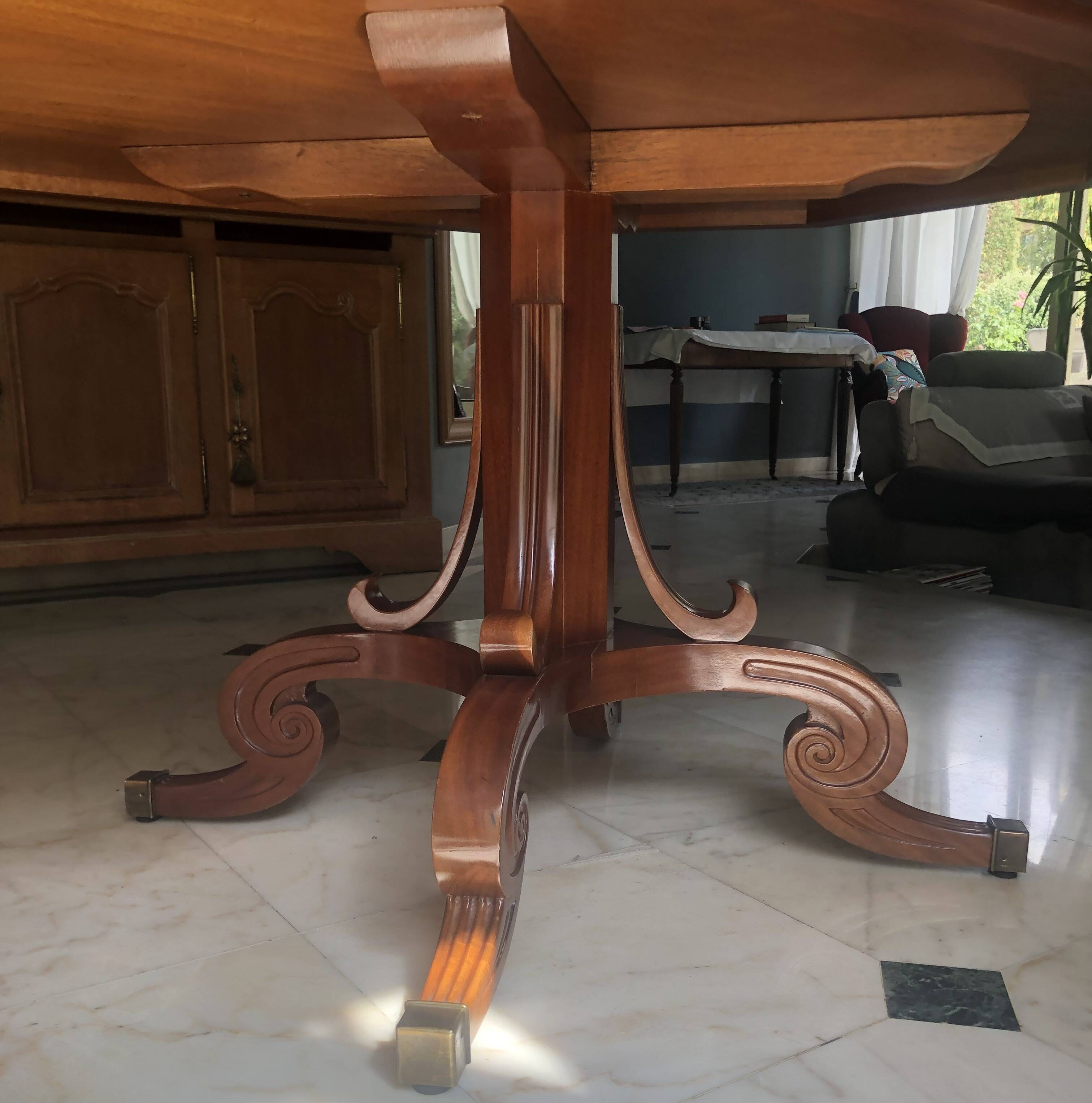 Dining table marquetry Naples with 6 chairs - Impeccable condition
