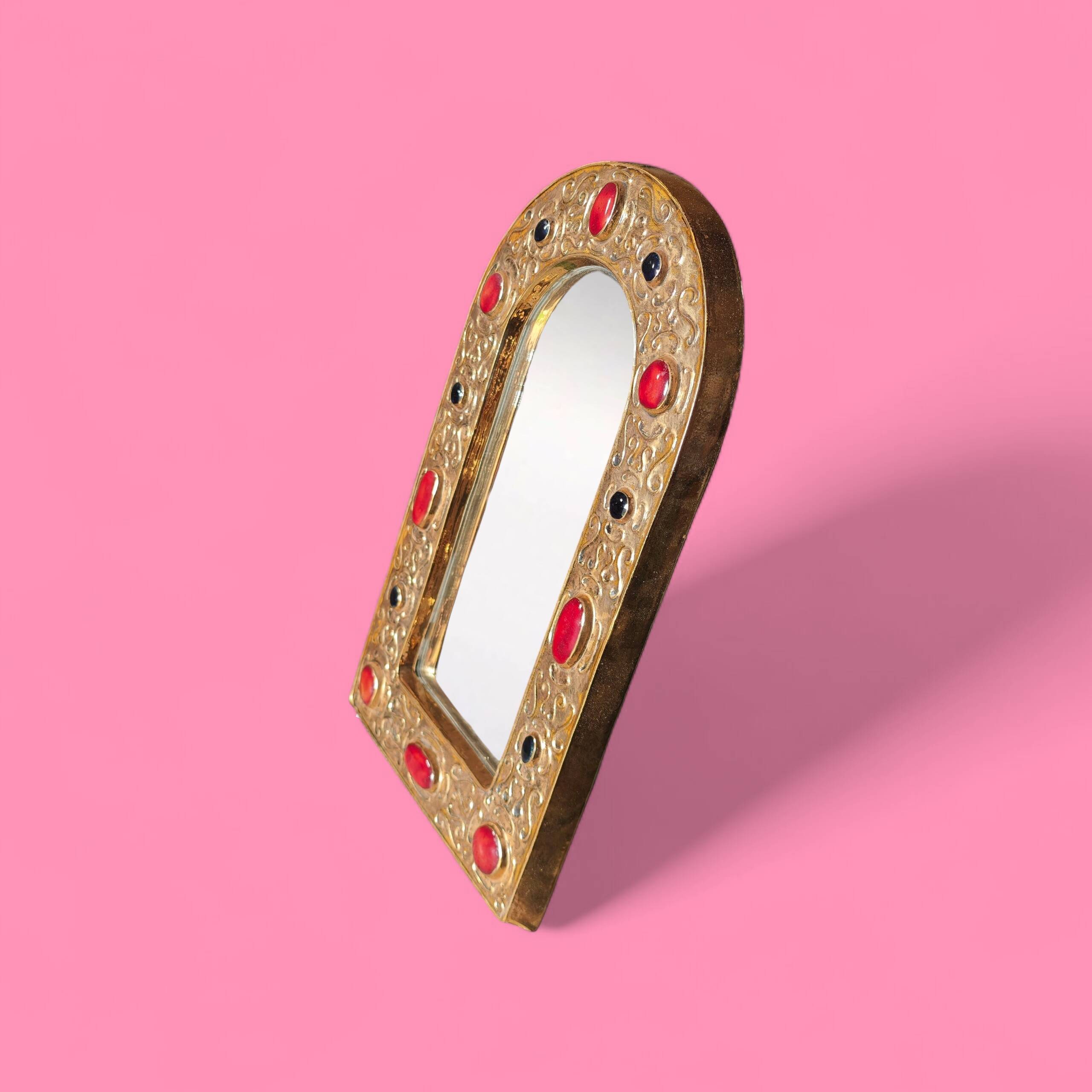 Très grand miroir en céramique de François Lembo, Vallauris