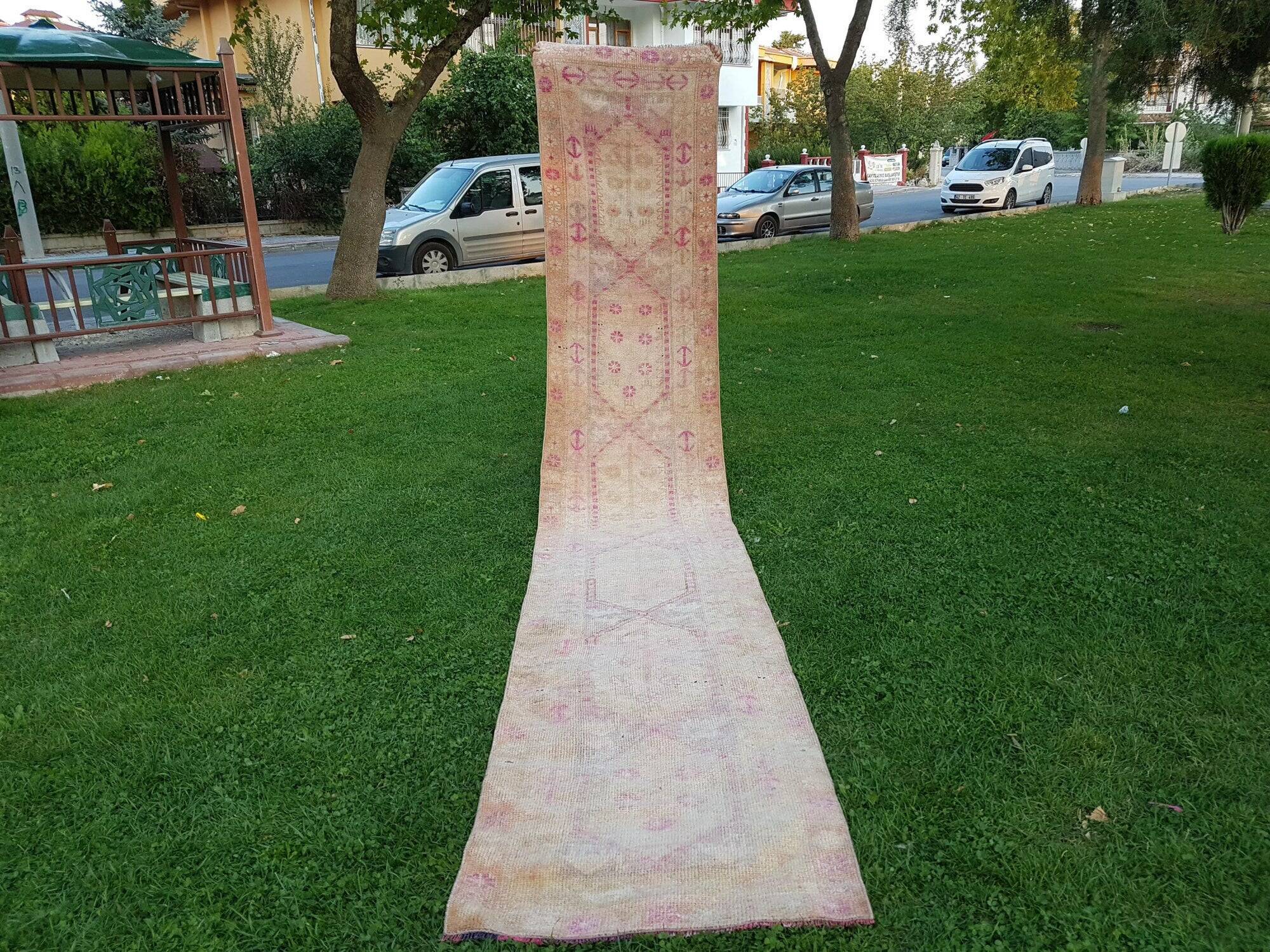 Vintage Turkish hallway rug 84x470 cm