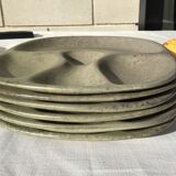 6 green beige compartmentalized plates