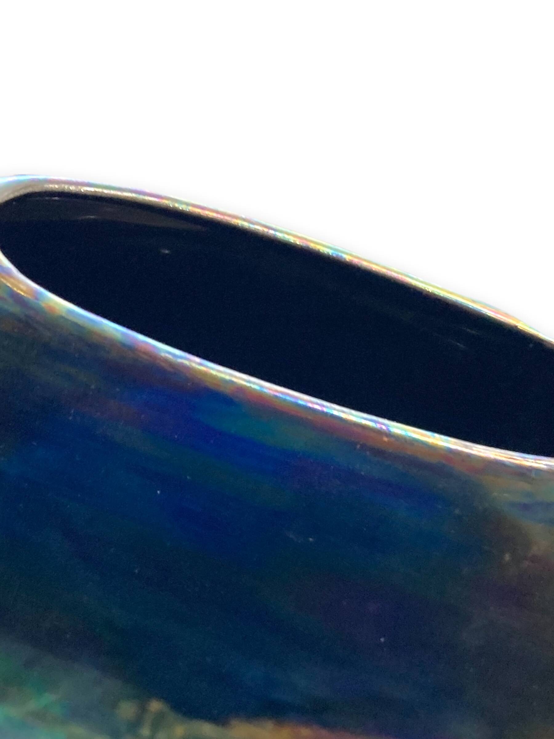 Round iridescent ceramic vase
