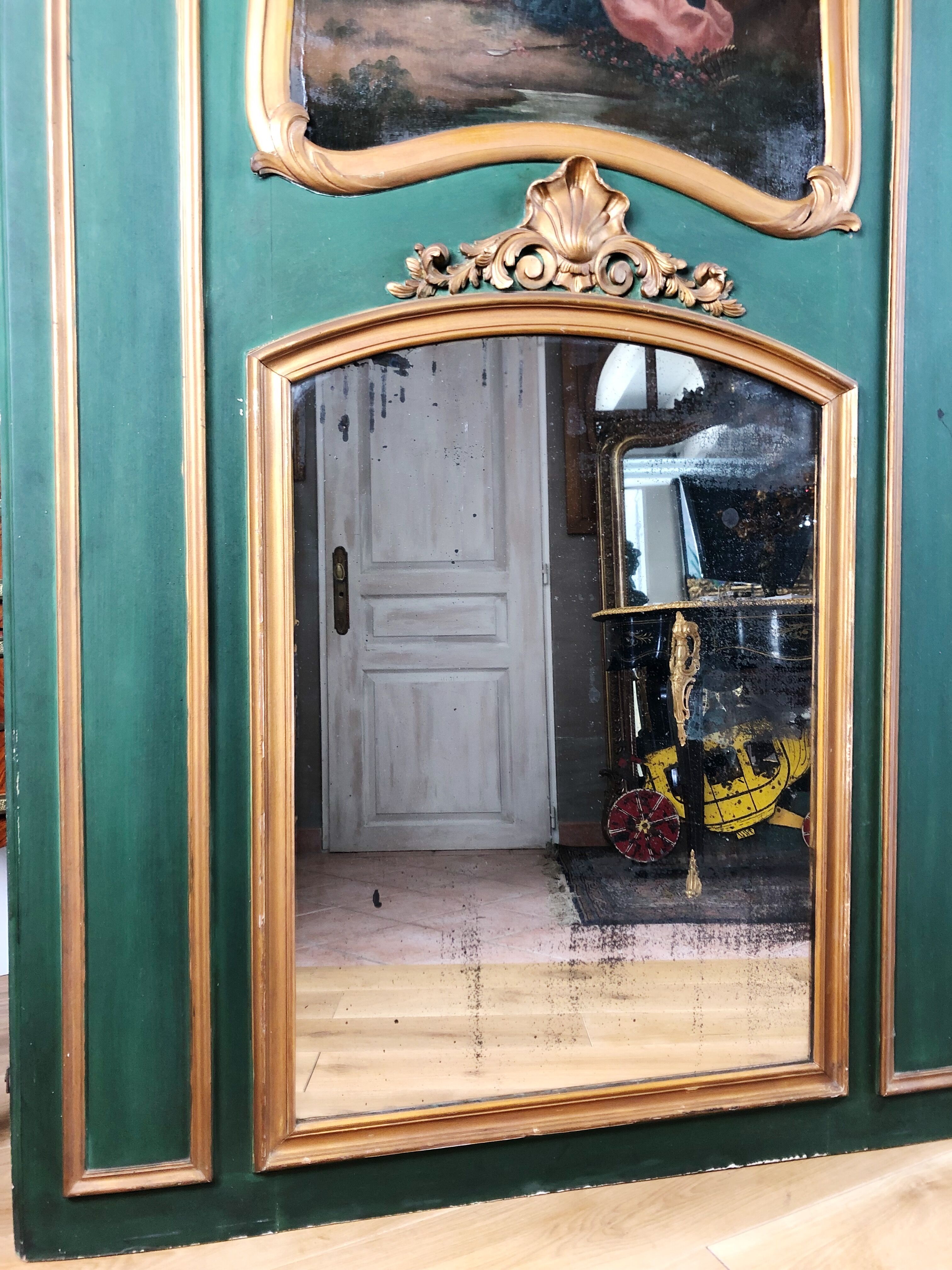 19th century carved wooden trumeau 110x181cm