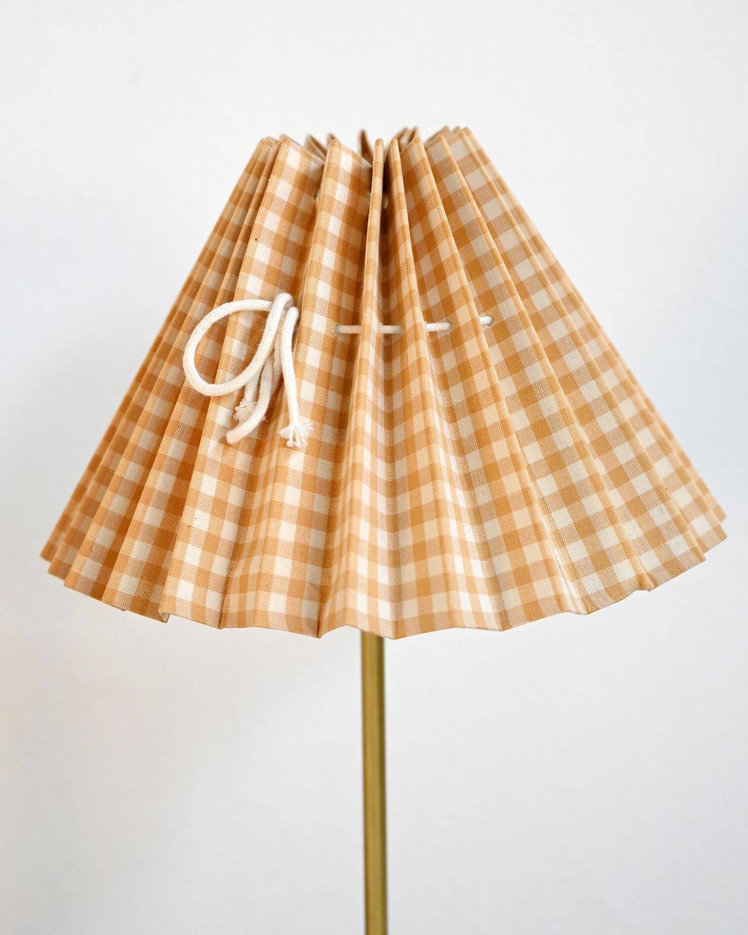 Brass table lamp with pleated shade, 1950s