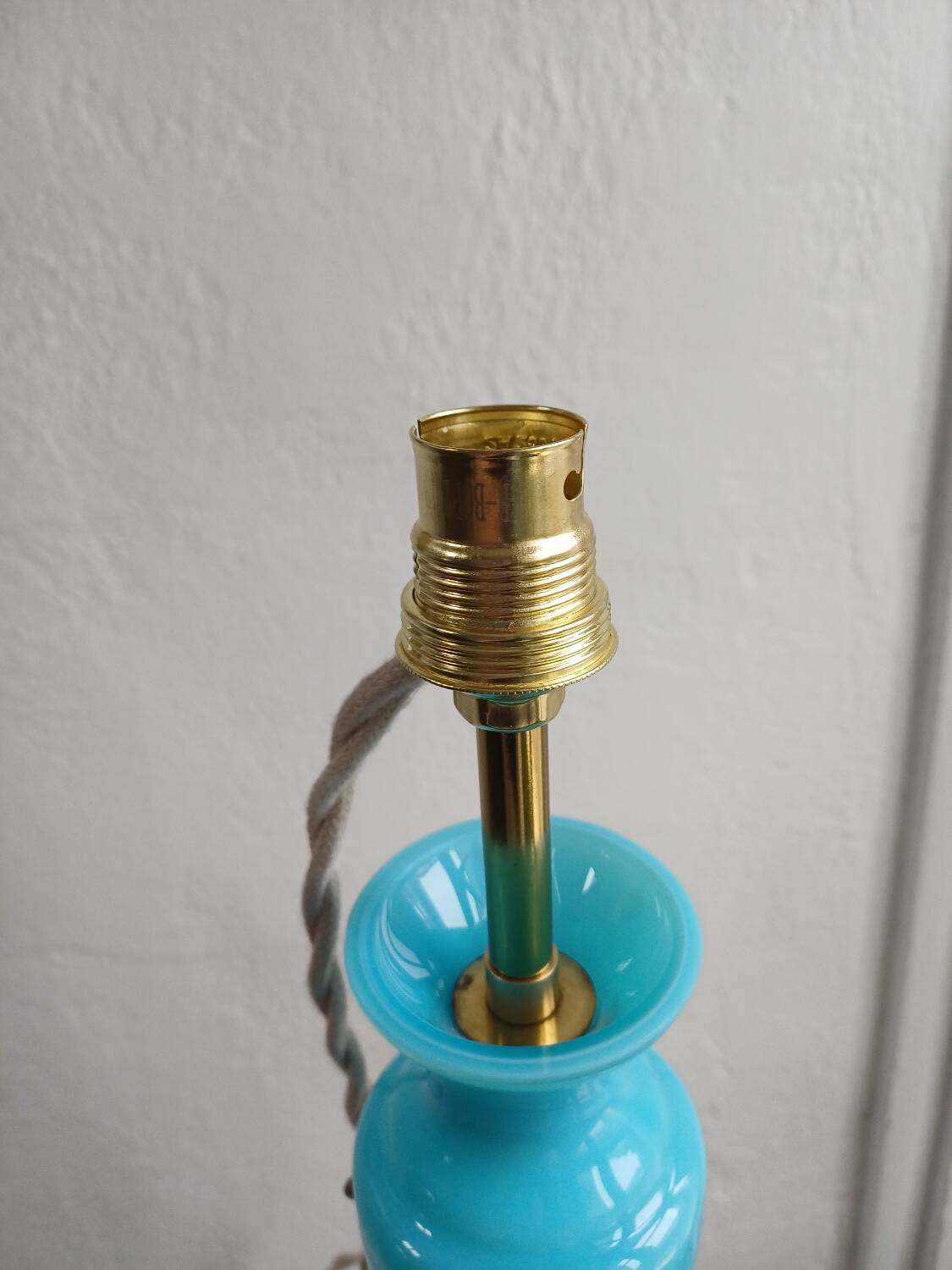 Blue Opaline Glass Table Lamp, 1970s