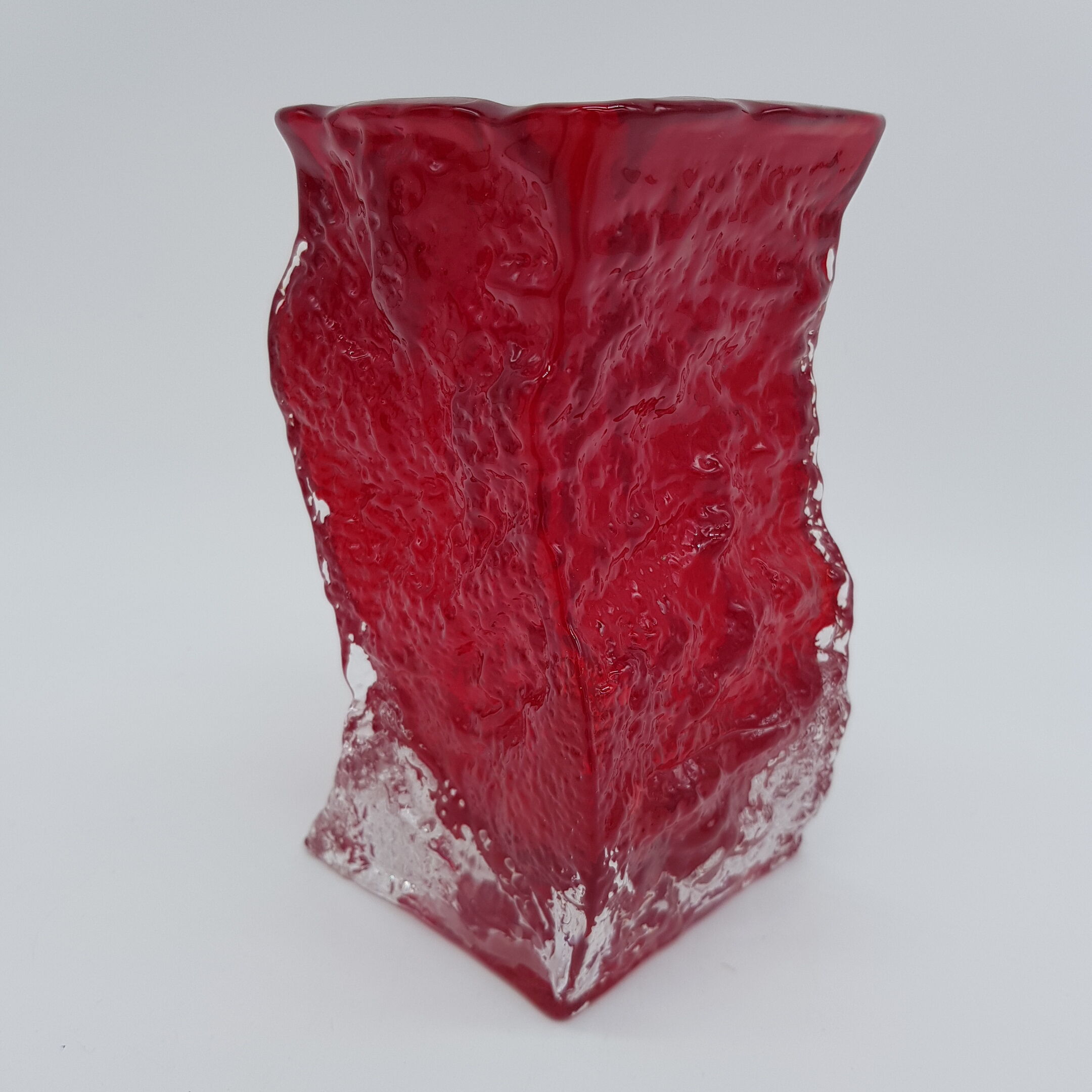 Red textured glass vase
