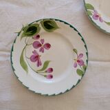Set of 3 plates St. Amand & Hamage 1896 - 1952 iron earth hand-painted floral decoration