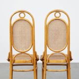 Set of 2 light brown bentwood Thonet style chairs model "Long John"