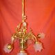 Lustre en bronze et laiton à 6 bras de lumière de style Louis XVI