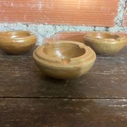 Set of 3 Vintage Beige Stoneware Ashtrays Made in France