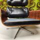 Fauteuil lounge cuir noir 1970 vintage