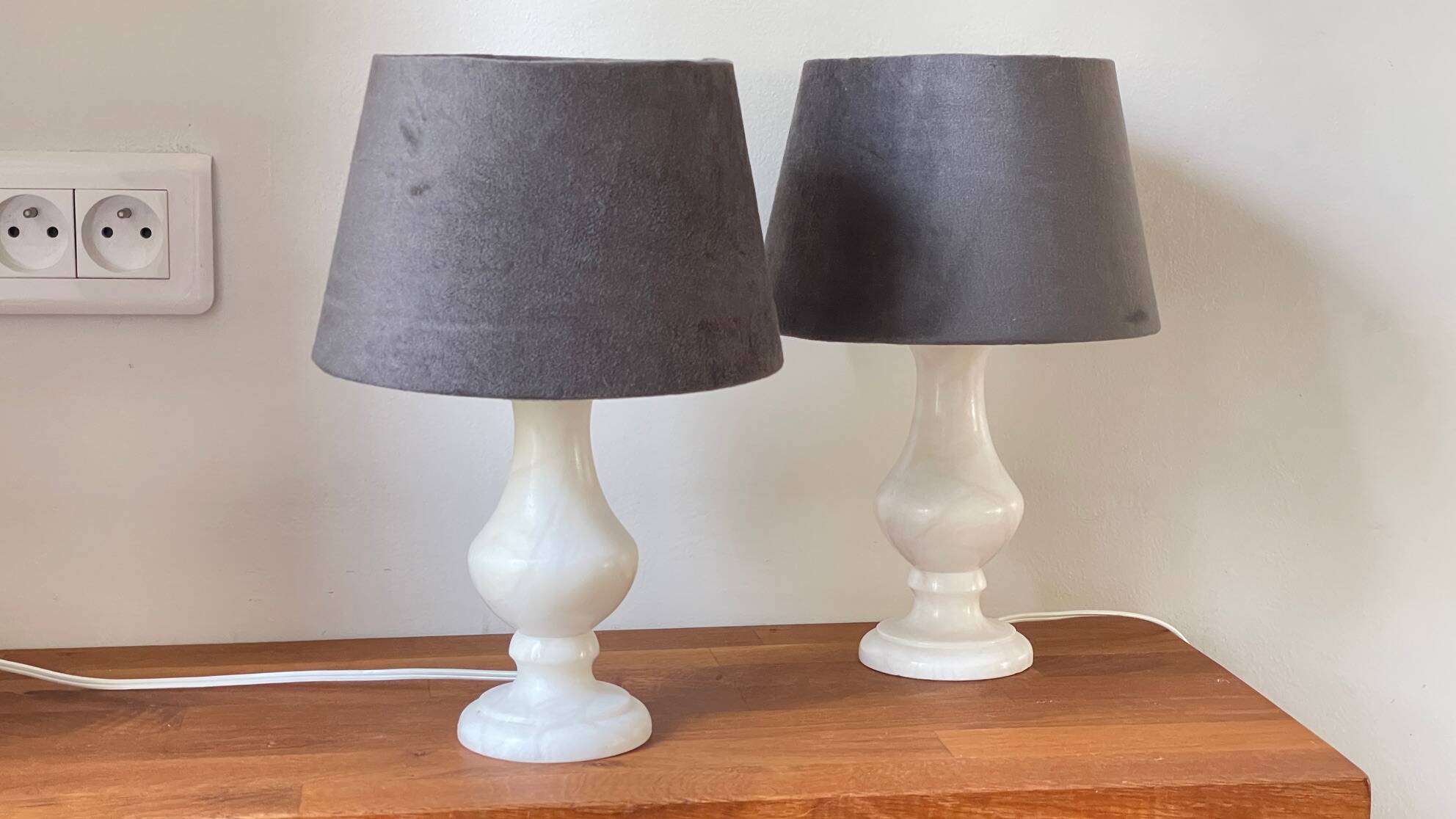 Paire lampes albâtre vintage