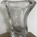 Crystal vase signed daum france free form 4.4 kg