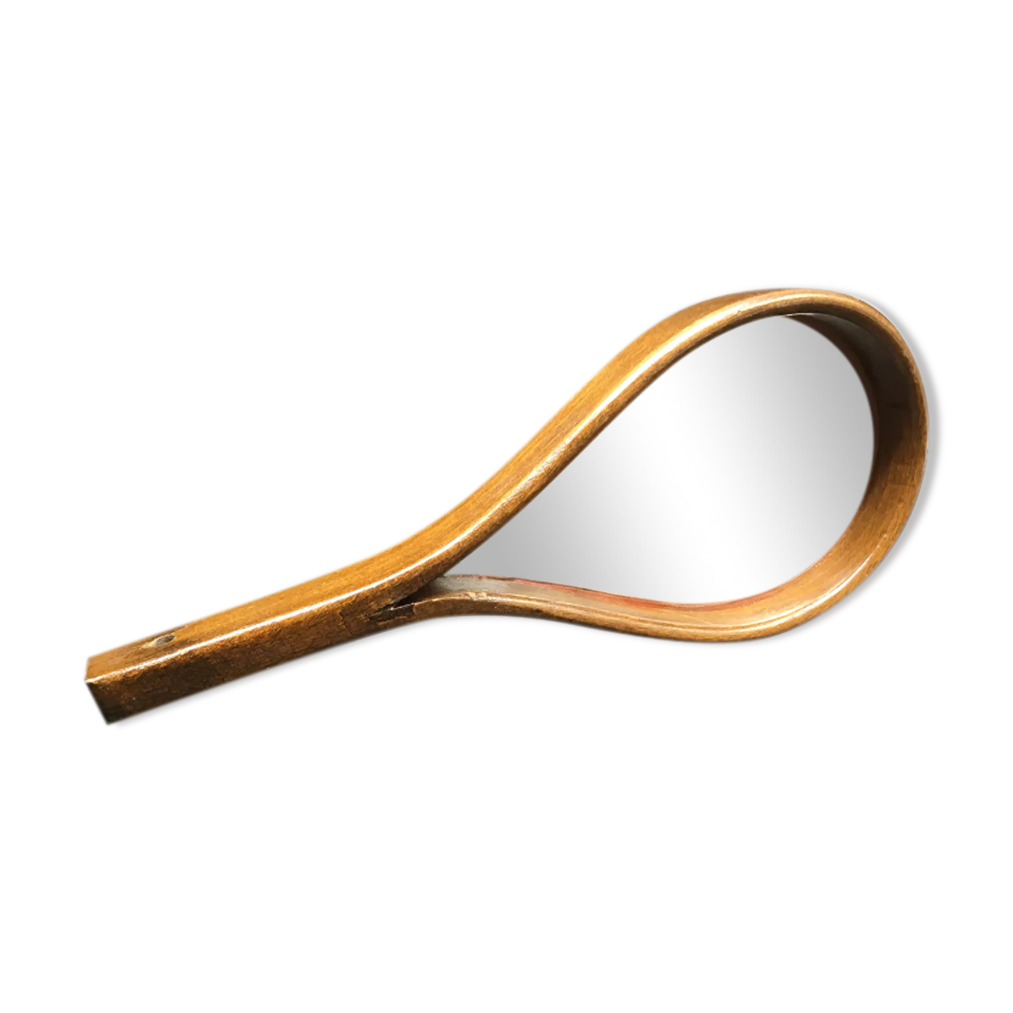 Hand-facing mirror in vintage wood year 70