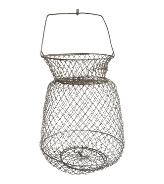 ANCIEN PETIT PANIER de pêche en osier, bourriche de pêcheur. EUR 35,00