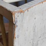 Old patinated painted wooden stool