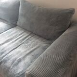 Sky blue ribbed 3-seater sofa