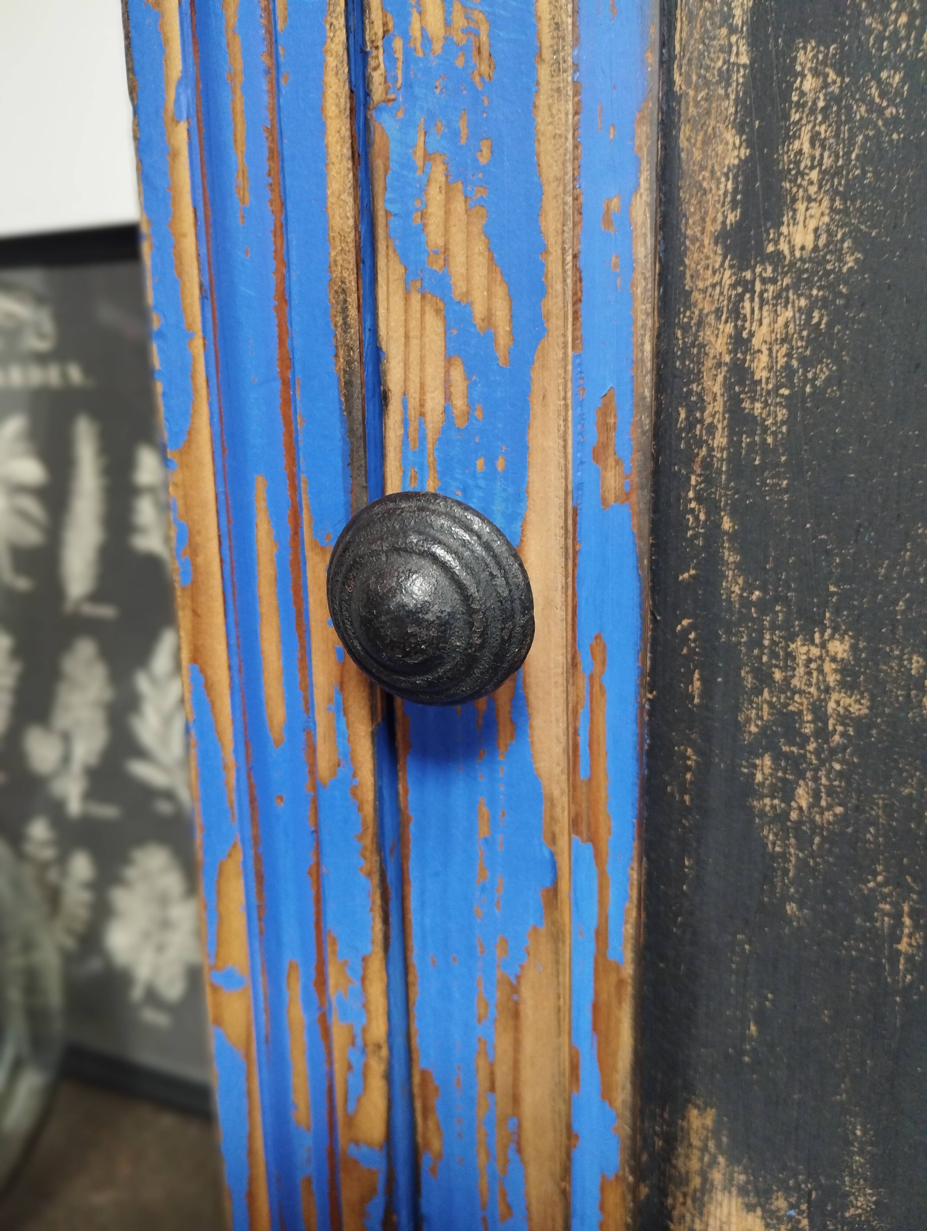 Vintage Jam Cupboard / Small Blue Workshop Cabinet