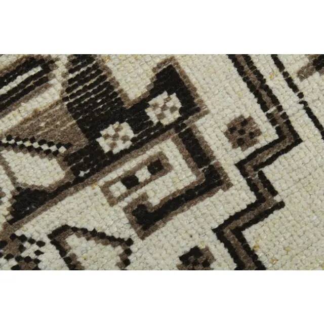 1970s Vintage Turkish Handmade Wool & Cotton Beige Runner Rug 96x361