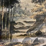 Old tapestry hanging velvet Asia Japan 19th 20th century