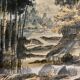 Old tapestry hanging velvet Asia Japan 19th 20th century