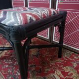 Rattan ottoman stool with woven seat