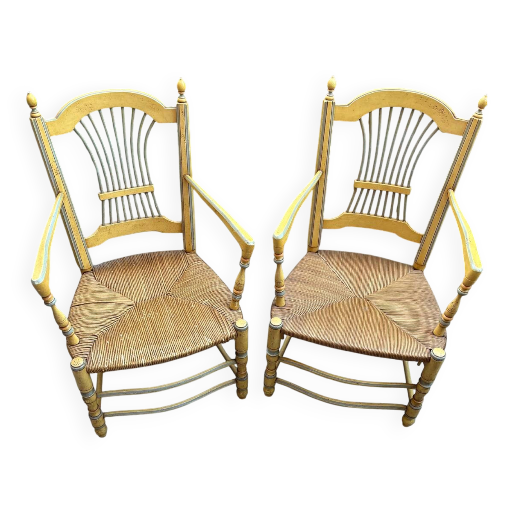 Pair of vintage patinated armchairs