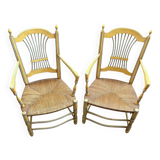 Pair of vintage patinated armchairs