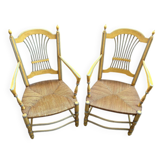 Pair of vintage patinated armchairs