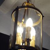 Metal dore 3 lumieres chandelier with glass chase