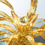 Exquisite Italian Golden Palm Tree Floor Lamp with 3 Sparkling Branches 70s