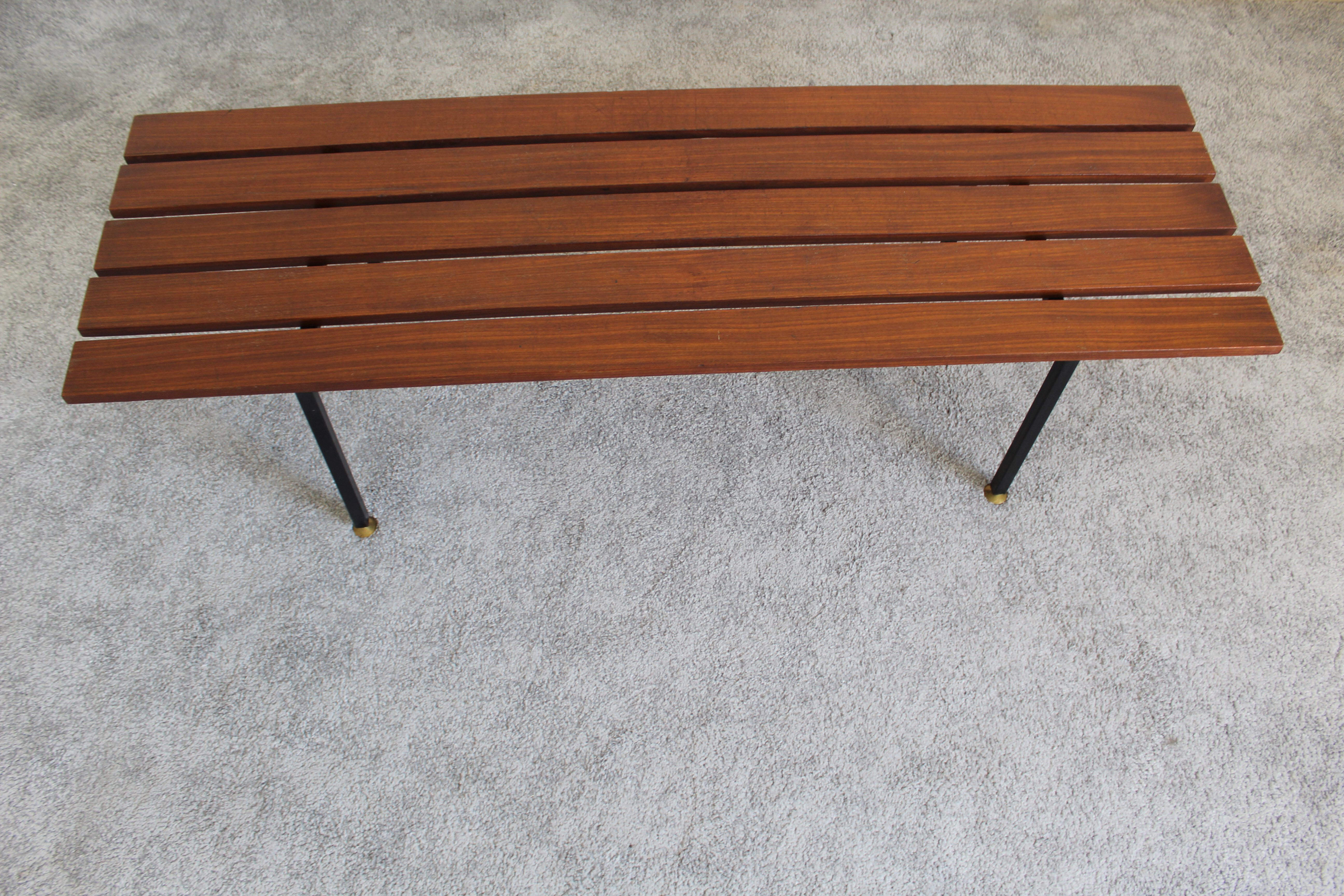 Rosewood and metal bench, Italy 1970s