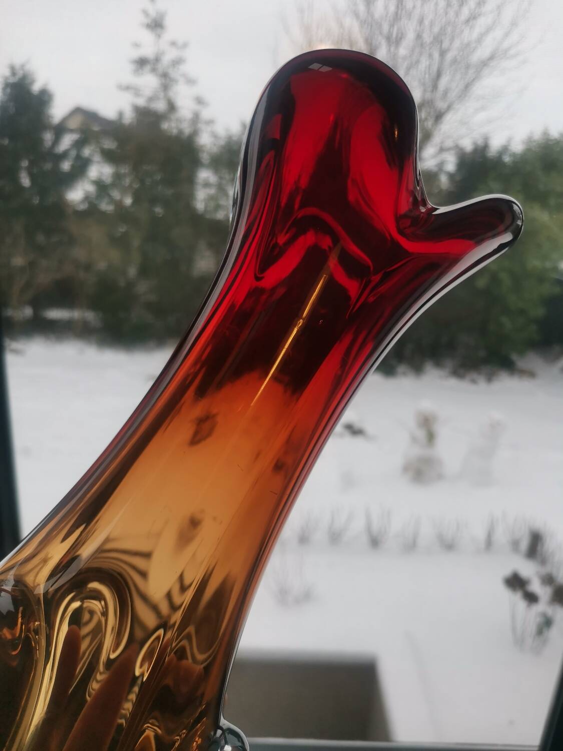 Vintage Murano Style Sommerso Glass Vase – Hand Blown Italian Art Glas