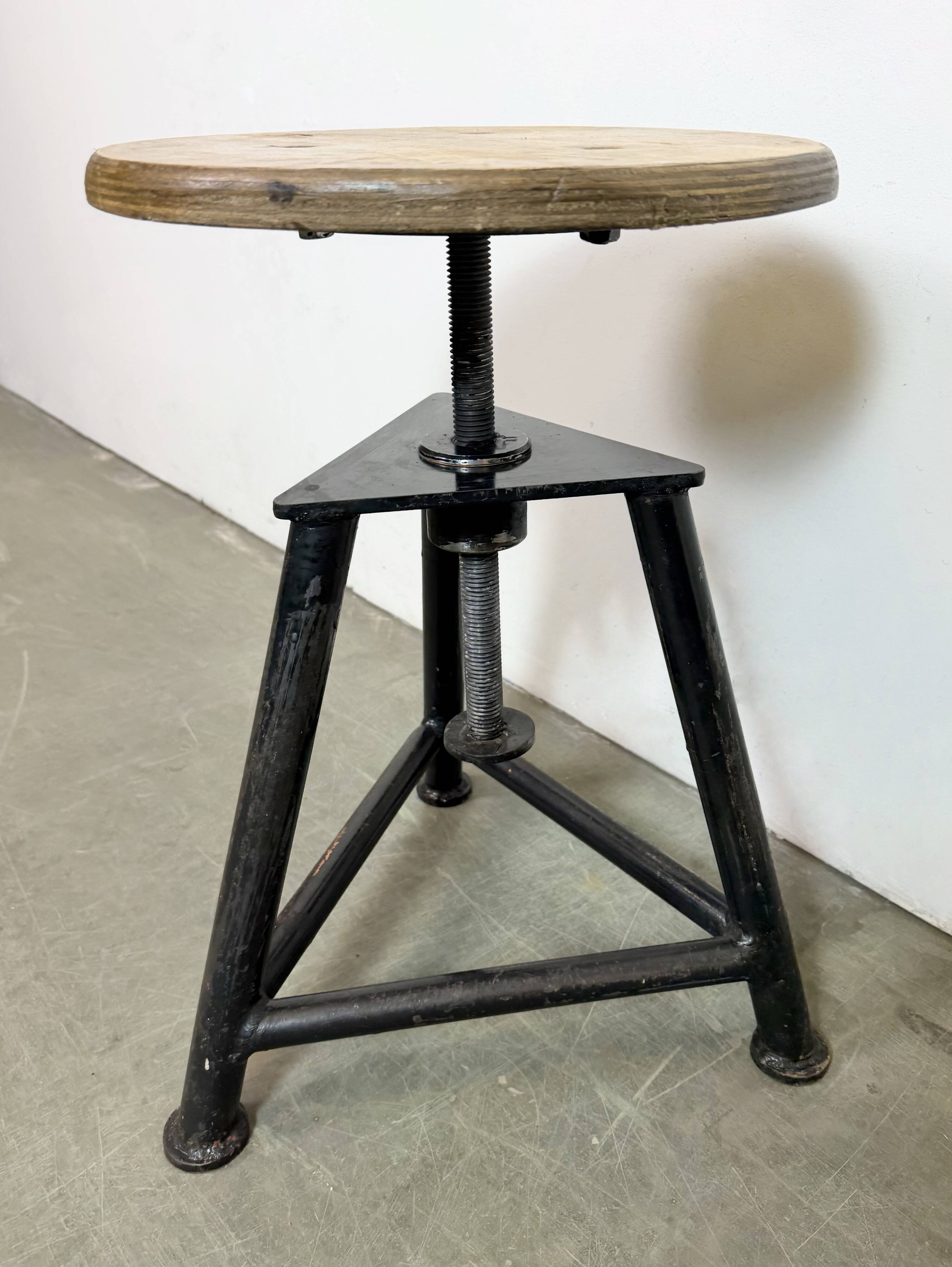 Black Industrial Workshop Swivel Stool, 1960s