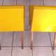 Pair of yellow chairs skaï yellow 60s