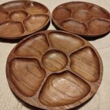 Set of 3 teak plates