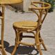 Table and chairs bistrot head to head rattan bamboo 1970